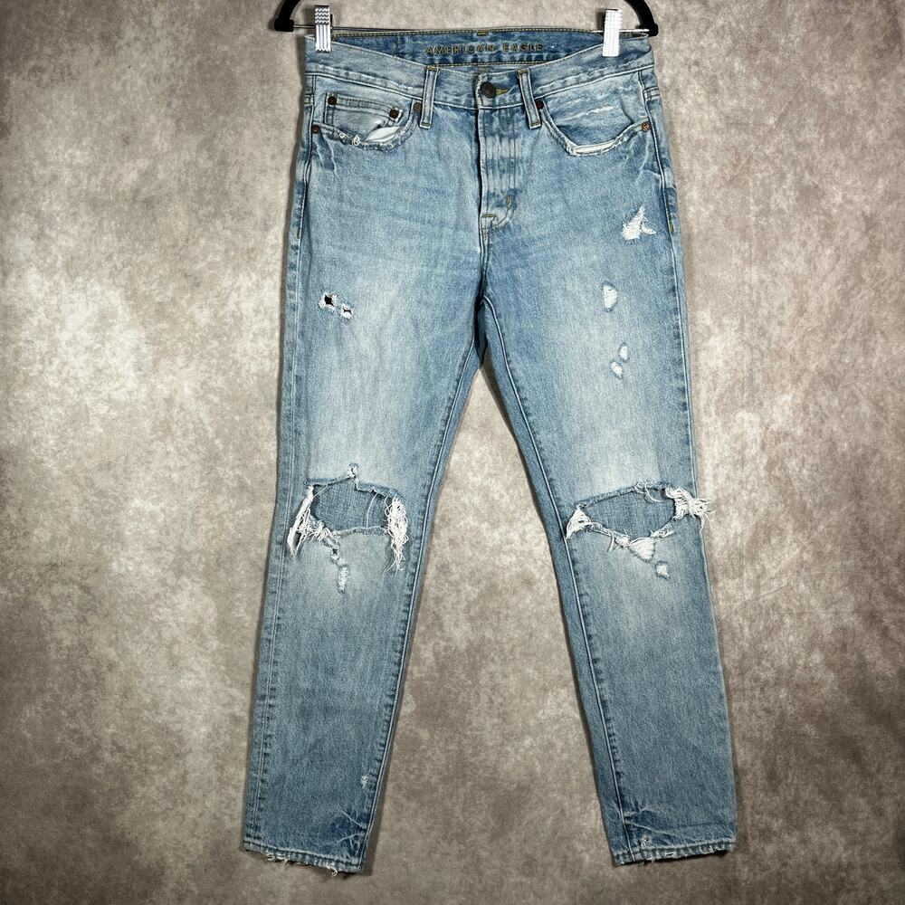 American Eagle Jeans Mens Size 28X30 Blue Denim Distressed Streetwear Skinny